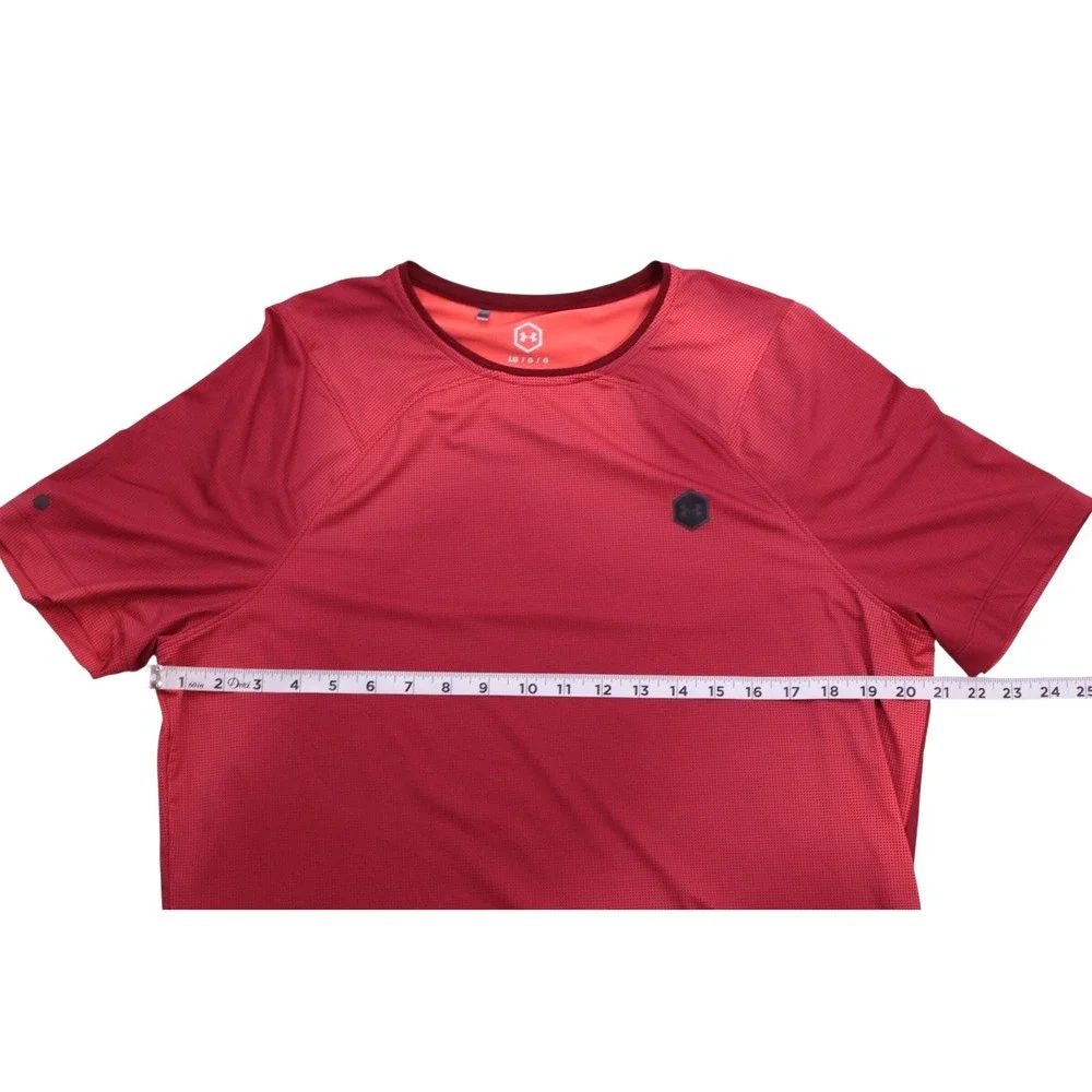 Under Armour Men L  The UA Rush Tee Red Fitted‎ Heat Gear Celliant Gradient Red